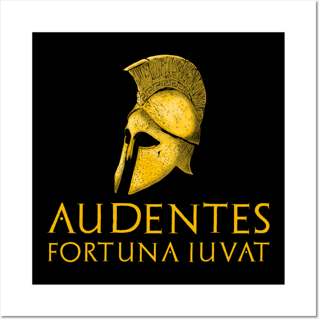 Ancient Rome Latin Quote - Classical Greek Spartan Helmet Wall Art by Styr Designs